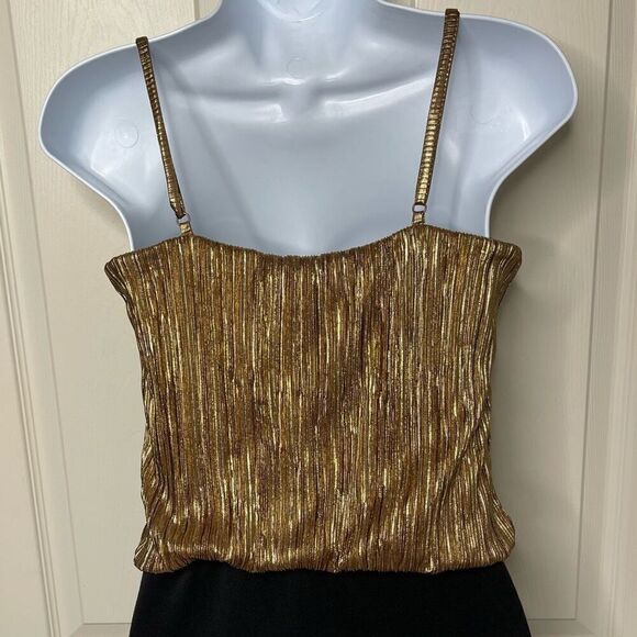 Forever 21 XXI Gold Plisse Blouson Mini Dress - Medium - Picture 7 of 10